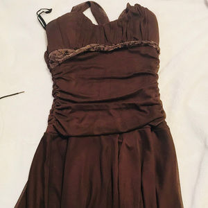 Short Cute Formal Brown Dress